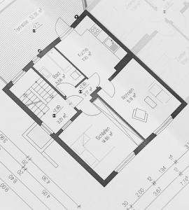 Plan mit Grundriss für Haus